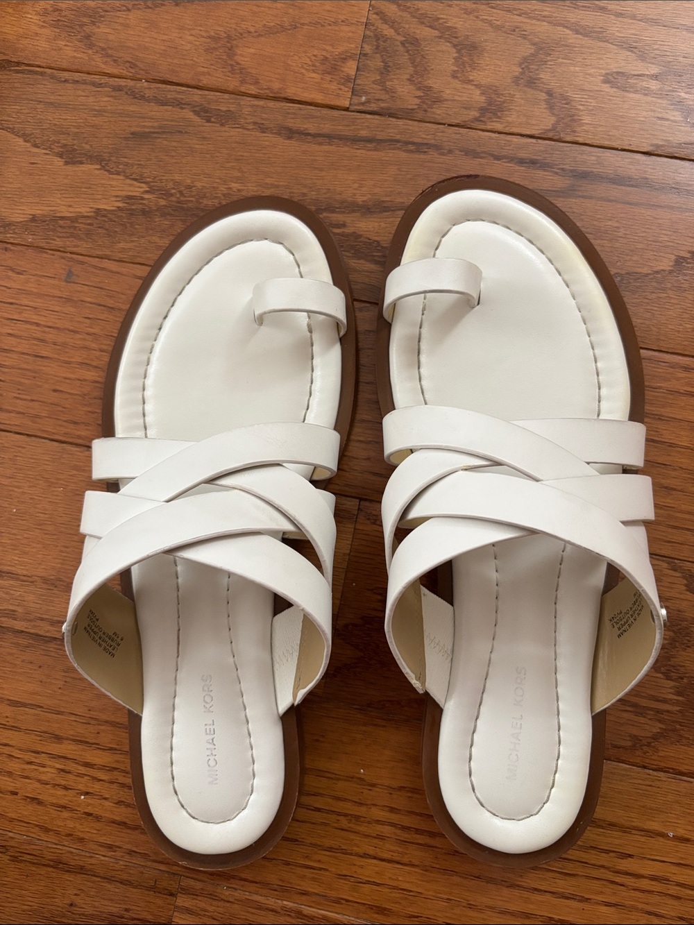 Michael Kors Cream Crisscross Slide Sandals